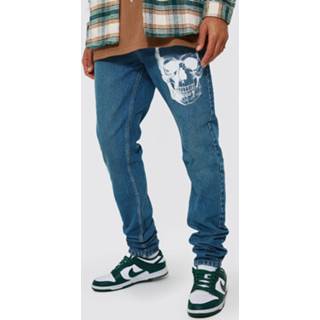 Tall Onbewerkte Schedel Skinny Jeans, Vintage Wash