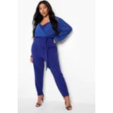 👉 Jumpsuit cobalt Plus Mesh 2-In-1 Met Ceintuur,