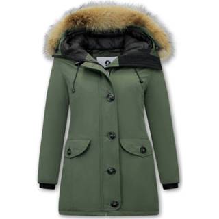 👉 Winterjas m vrouwen groen Parka met Bontkraag