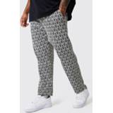 👉 Plus Toelopende Jacquard Man Joggingbroek, Black