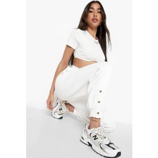 👉 Joggingbroek Met Drukknoopjes, Ecru