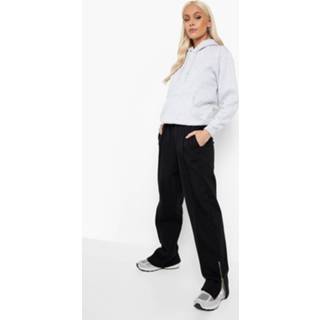 Oversized Joggingbroek Met Zoomrits En Biezen, Black
