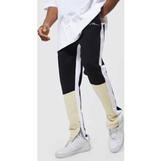 👉 Man Skinny Fit Colour Block Joggingbroek, Sand