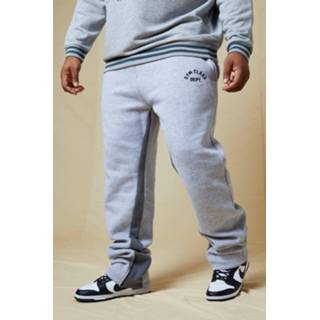 Plus Stacked Regular Fit Joggingbroek Met Gusset Detail, Grey Marl