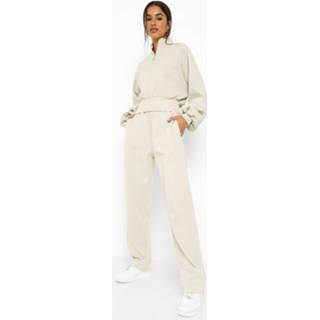 👉 Geribbelde Trainingspak Met Tank En Broek Met Rechte Pijpen, Stone