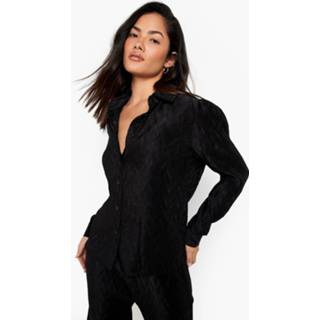 👉 Premium Baggy Plisse Blouse Met Textuur, Black