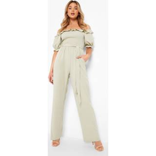 👉 Geplooide Wide Leg Jumpsuit Met Uitgesneden Hals, Sage