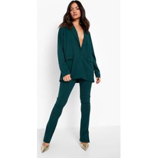 👉 Blazer donkergroen bottle green Oversized En Broek Met Split Pak,
