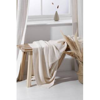 👉 Gebreid Mossteek Dekentje Met Stiksels, Cream