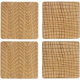 👉 Glasonderzetter bruin bamboe houten active glasonderzetters / onderzetters vierkant 4 stuks