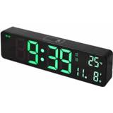 👉 Wekker zwart donkergroen active 6625D LED Digitale Lichtgevende Desktop Timer Temperatuur Display (Black Shell Green Light)