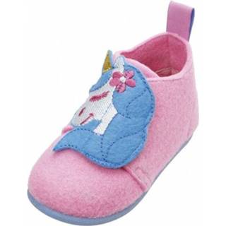 👉 Pantoffels roze textiel baby meisjes a-symmetrisch handwas antraciet Playshoes Eenhoorn 4010952558128