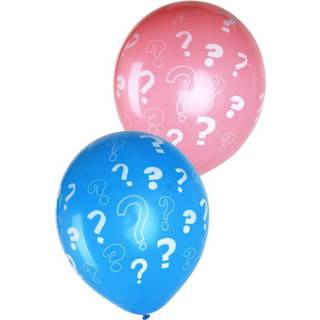 👉 Geboorte ballon active blauw roze Leuke ballonnen met vraagtekens in en 8713647901808
