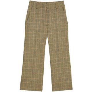 👉 Vrouwen beige Pantaloni Cropped Tartan, Doppie Tasche