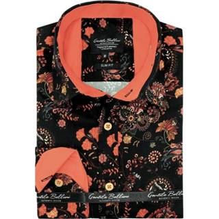 👉 Herenoverhemd XL male zwart mannen Luxe Heren Overhemd Bloemenprint Slim Fit 3100