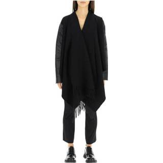 👉 Vrouwen zwart Fringed wool cape