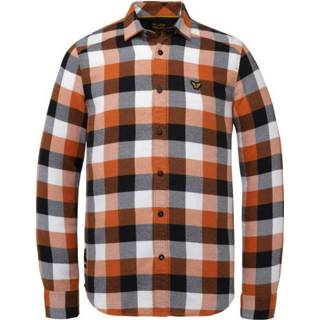 👉 Shirt lange mouw XL male oranje Long sleeve twill check