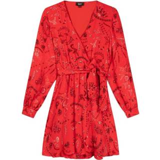 👉 Ornament s vrouwen rood Fake Wrap Dress 1647822332101