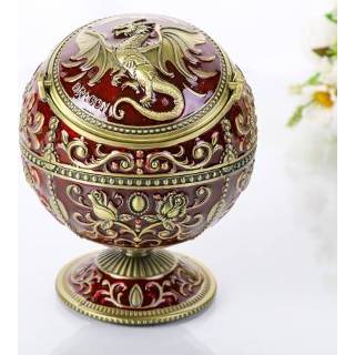 👉 Asbak metalen active Globe Met Deksel Vakantie Cadeau Thee Tafeldecoratie (Dragon Ancient Copper)