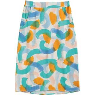 👉 L vrouwen blauw Printed Midi Skirt