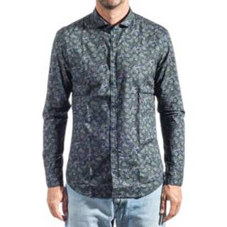 👉 Male blauw Camicia in fantasia floreale da uomo