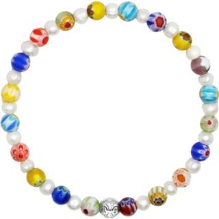 👉 Polsband XL male blauw Men's Pearl Wristband with Hand-Painted Glass Beads