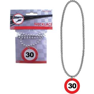 Hals ketting active Leuke 30 jaar halsketting met hangertje verkeersbord 8712364847000