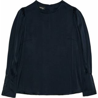 👉 Vrouwen blauw mannen Blusa Donna, Girocollo, Pences, Maniche Lunghe