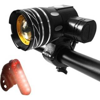 👉 Fiets active 7602 LED USB Opladen Telescopische Zoom Front Light, Specificatie: Koplamp + 056 Achterlicht