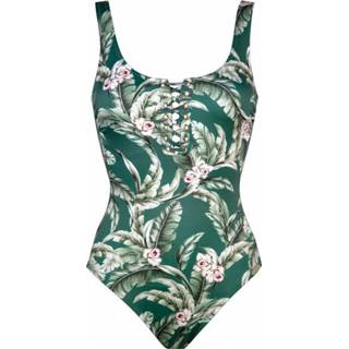 👉 Watercult - Women's Fantasy Resort Swimsuit - Badpak maat 44 - Cup: C, grijs/turkoois/olijfgroen