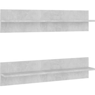 Wandschappen 2 st 80x11,5x18 cm spaanplaat betongrijs