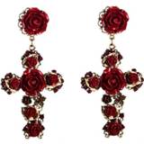 Oorhanger rood active 2 paar barokke roos bloem kruis lange oorbellen vintage (rood)