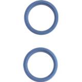 👉 Achteruitrijcamera blauw glas metaal active 2 STKS Lens Buiten Protector Hoop Ring voor iPhone 13 mini (Blauw)