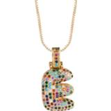 👉 Letter ketting active Micro-ingelegde kleurrijke Zirkoon 26 Engelse letters (E)