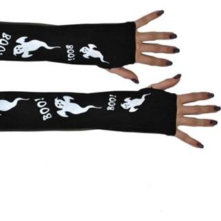 👉 Vingerloze handschoen zwarte Mooie handschoenen met spookjes