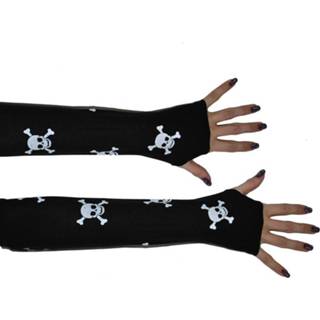 👉 Skelet handschoen Mooie lange vingerloze handschoenen met schedels