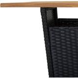 👉 Bartafel acaciahout active zwart 80x80x110 cm poly rattan en massief 8720286146682