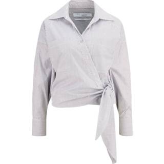 👉 Vrouwen wit Gestreifte Bluse zum Wickeln 3664808808045