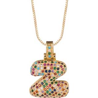👉 Letter ketting active Micro-ingelegde kleurrijke zirkoon 26 Engelse letters (Z)