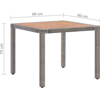 👉 Terrastafel grijs acaciahout active Tuintafel 90x90x75 cm poly rattan en massief 8719883867748