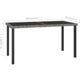👉 Terrastafel grijs active Tuintafel 140x70x73 cm poly rattan 8720286188514