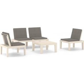 👉 Wit kunststof Vidaxl 4-delige Loungeset Met Kussens 8720286288931