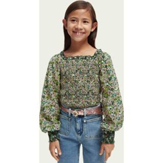 👉 Meisjes wovens groen Scotch & Soda Printed smocked top 8719029843308