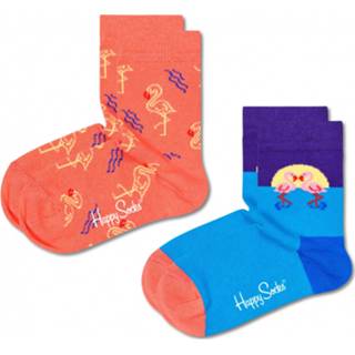 Happy Socks - Kid's Flamingo Socks 2-Pack - Multifunctionele sokken maat 12-24 Months, rood/blauw