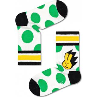 Sock uniseks groen zwart wit Happy Socks - Kid's Bunny Rib Multifunctionele sokken maat 7-9 Years, wit/groen/zwart 7333102509632