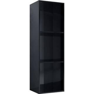 👉 Spaanplaat zwart steigerhout Vidaxl Boekenkast/tv-meubel 36x30x114 Cm Hoogglans 8719883673035