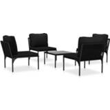 👉 Zwart PVC Vidaxl 5-delige Loungeset Met Kussens 8719883784229