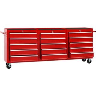 👉 Gereedschaps wagen staal active rood Gereedschapswagen met 15 lades 8720286145029