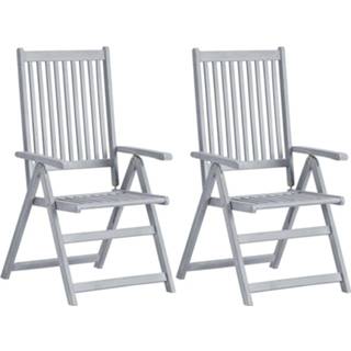 👉 Tuinstoelen 2 st verstelbaar massief acaciahout grijs