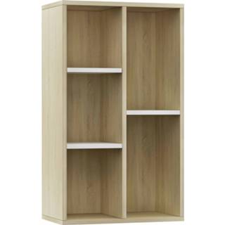 👉 Boekenkast active wit Boekenkast/dressoir 45x25x80 cm spaanplaat en eikenkleurig 8719883673288